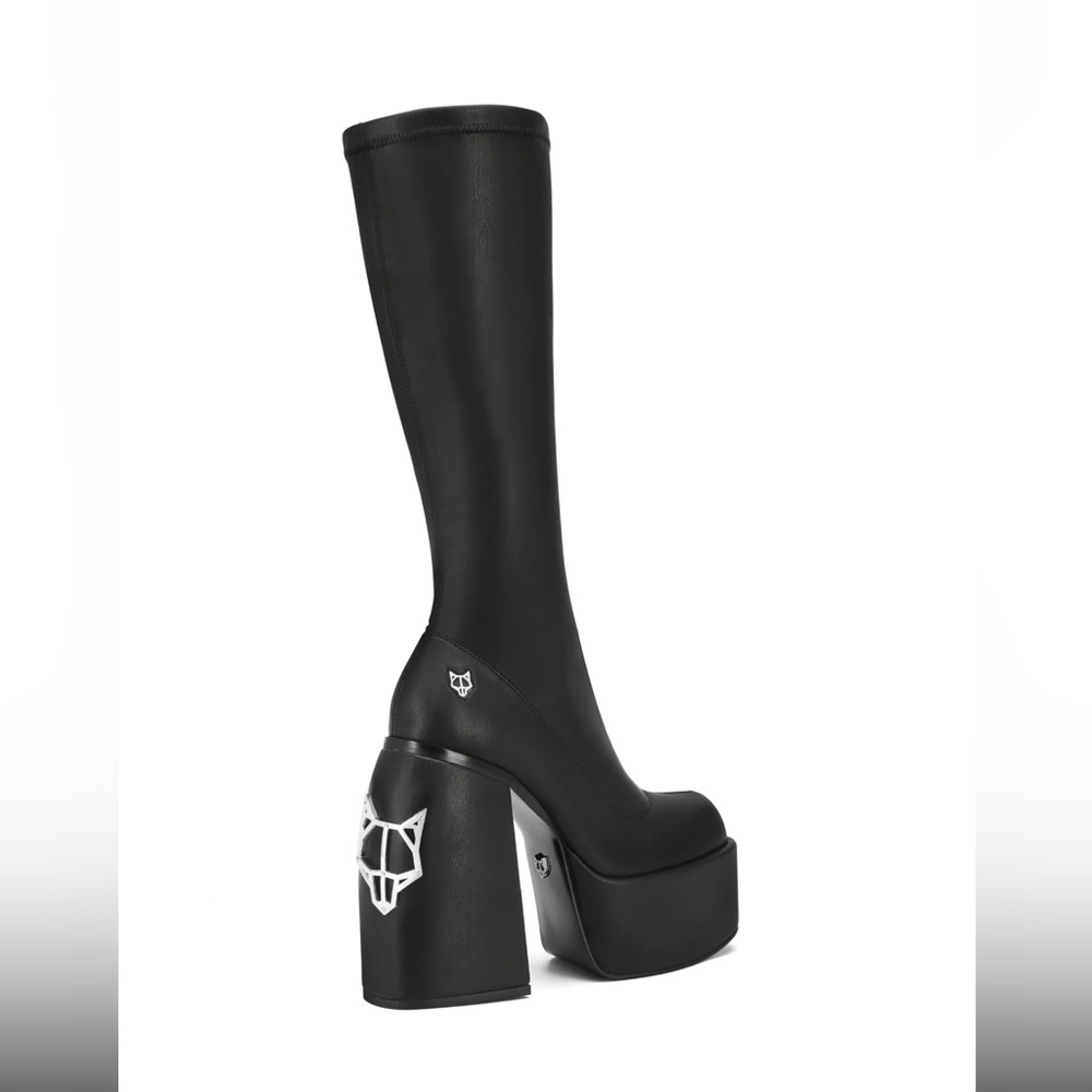 Naked Wolfe Black Platform Heeled Boots